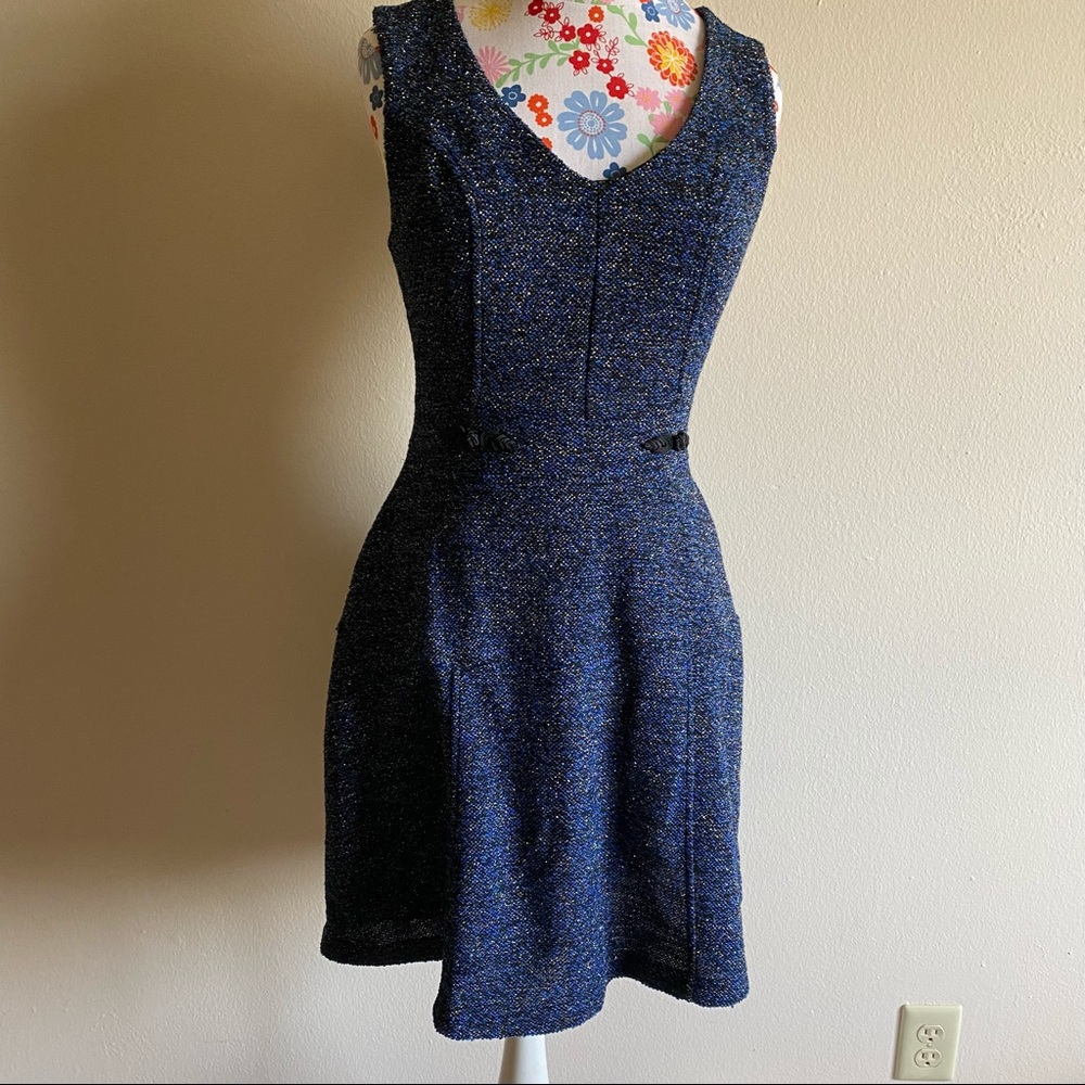 Navy Sparkle Tweed Dress